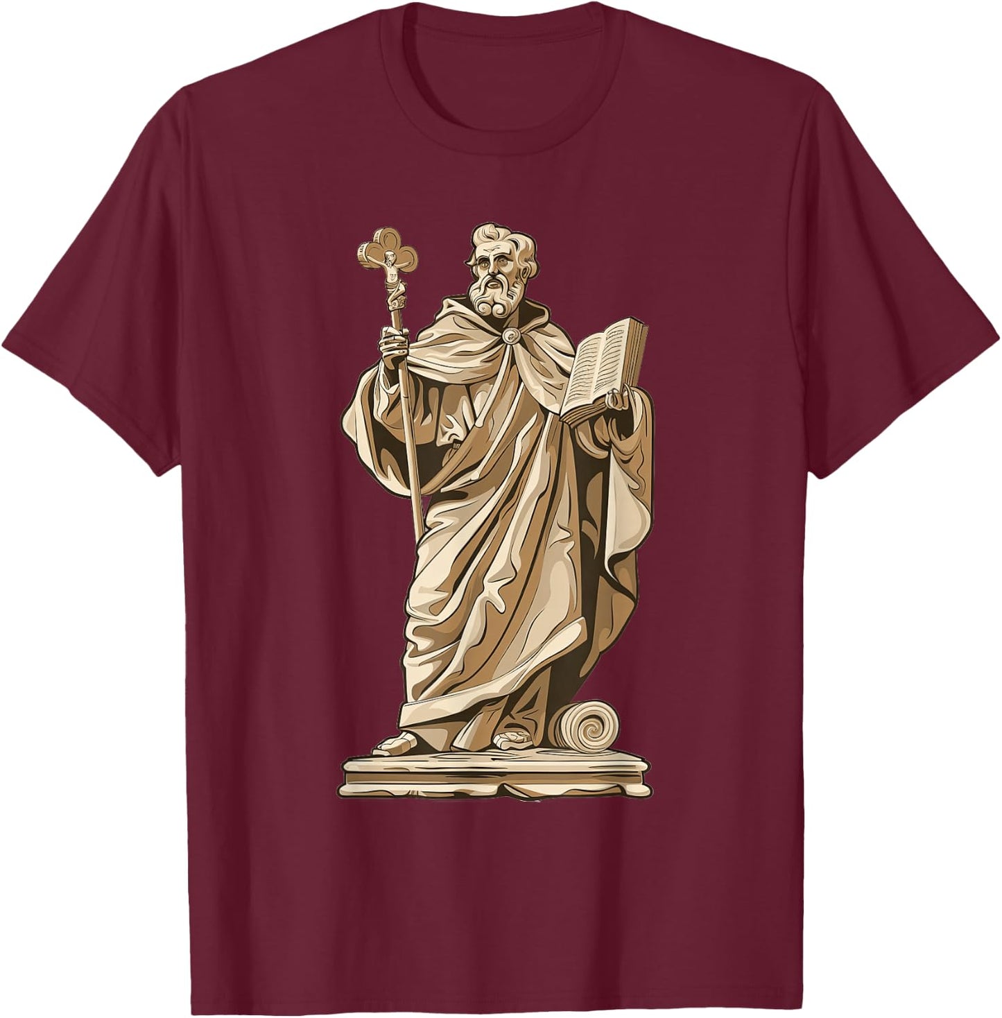 Saint Augustine Of Hippo On A Stone Slab T-Shirt - T-Shirt | Maroon