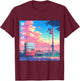 Retro Pixel Anime Scenery Video Game Quiet Japanese Lofi T-Shirt - T-Shirt | Maroon