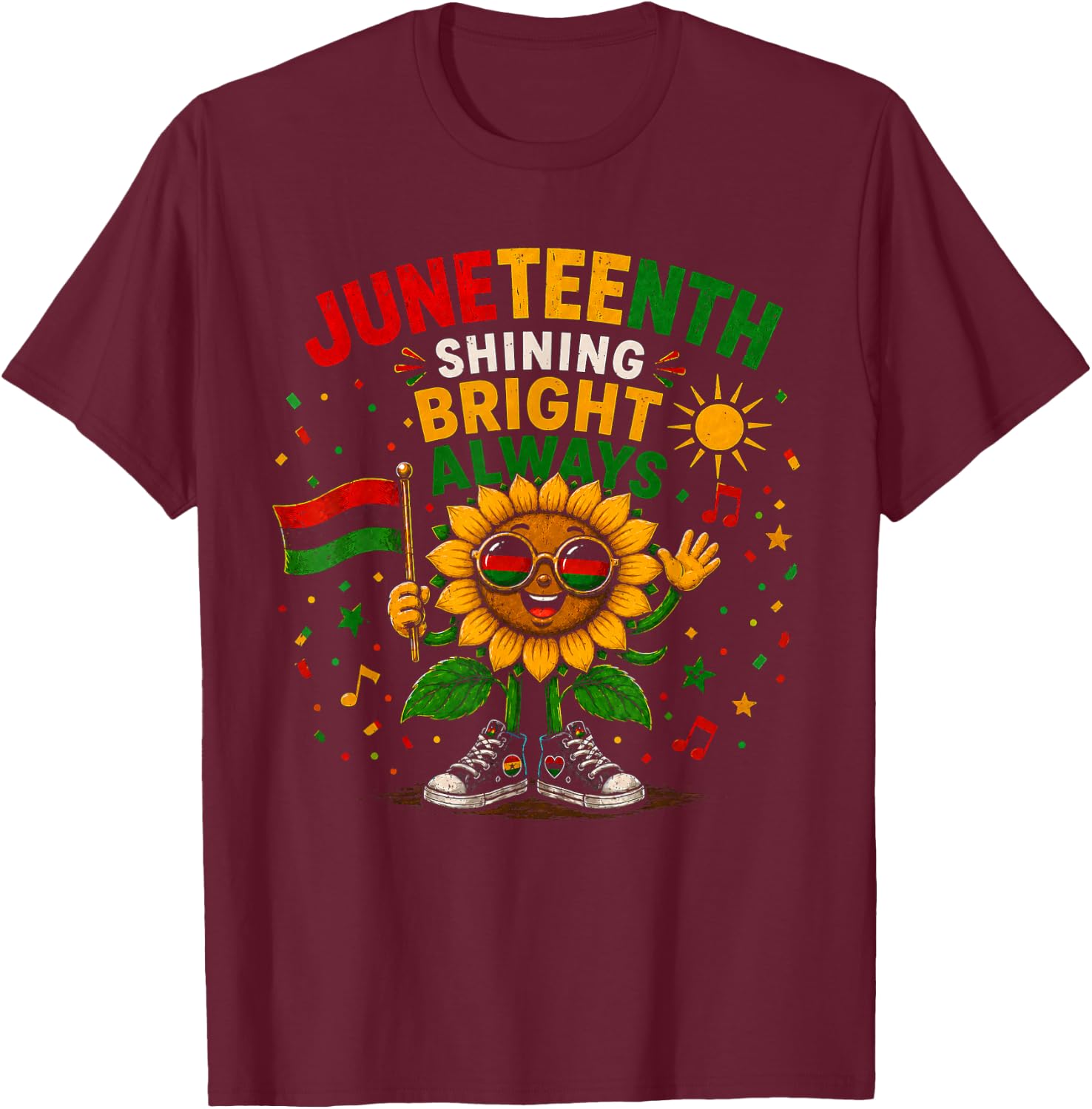 Juneteenth Shining Bright Always Black History T-Shirt - T-Shirt | Maroon