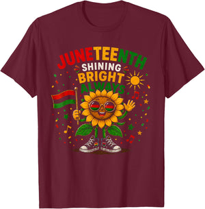 Juneteenth Shining Bright Always Black History T-Shirt - T-Shirt | Maroon
