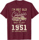 Born In 1951, 74th Birthday, Collectible Car T-Shirt - T-Shirt | Maroon