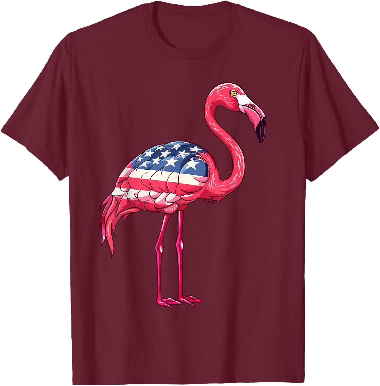 Flamingos American Flag 4th of July Flamingos Gifts Women T-Shirt - T-Shirt | Maroon