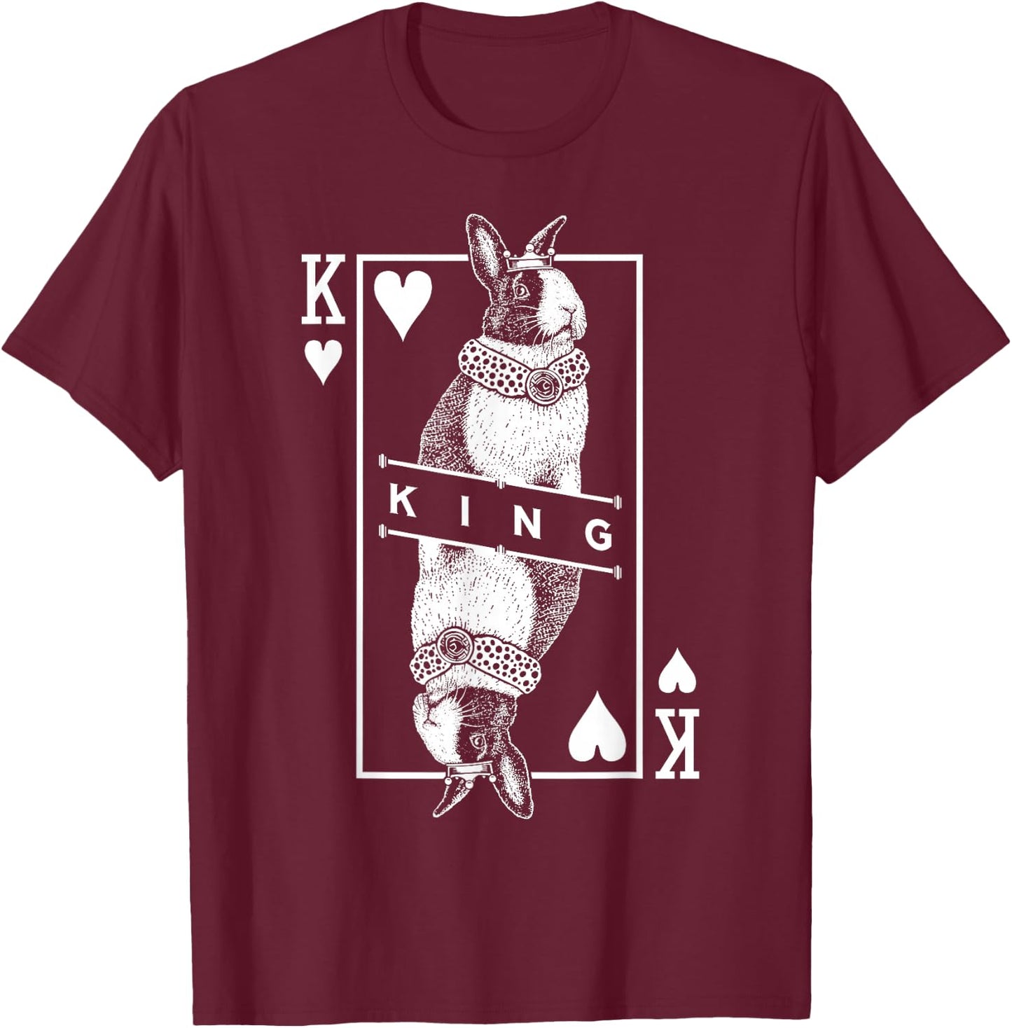 Dutch Bunny Rabbit King Of Hearts Funny Pet Pop Art T-Shirt - T-Shirt | Maroon