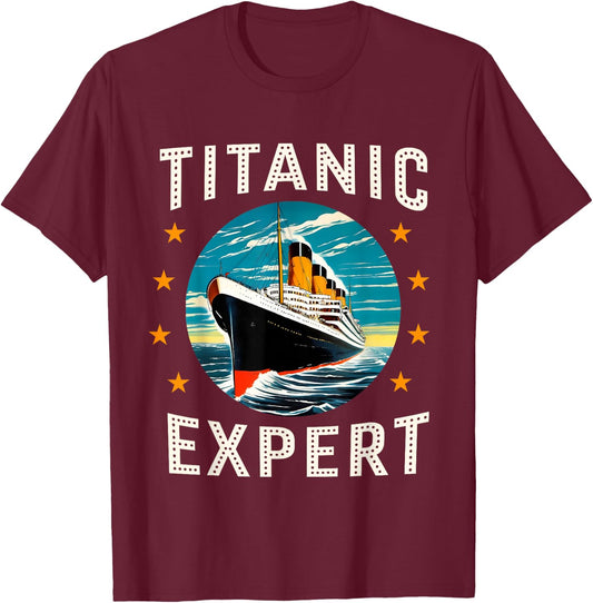 Titanic Expert Funny RMS Titanic Birthday Merch for Kids and Boys , black T-Shirt - T-Shirt | Maroon