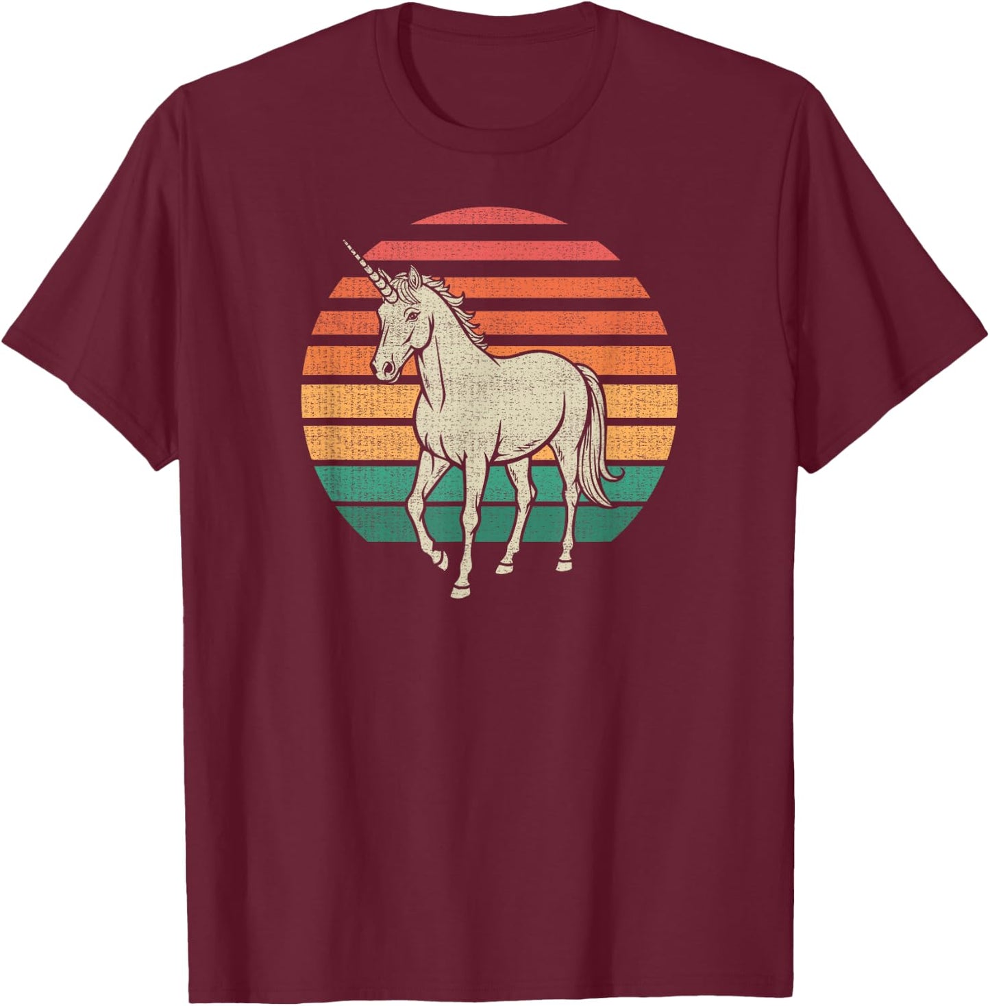 Unicorn Retro 70s T-Shirt - T-Shirt | Maroon