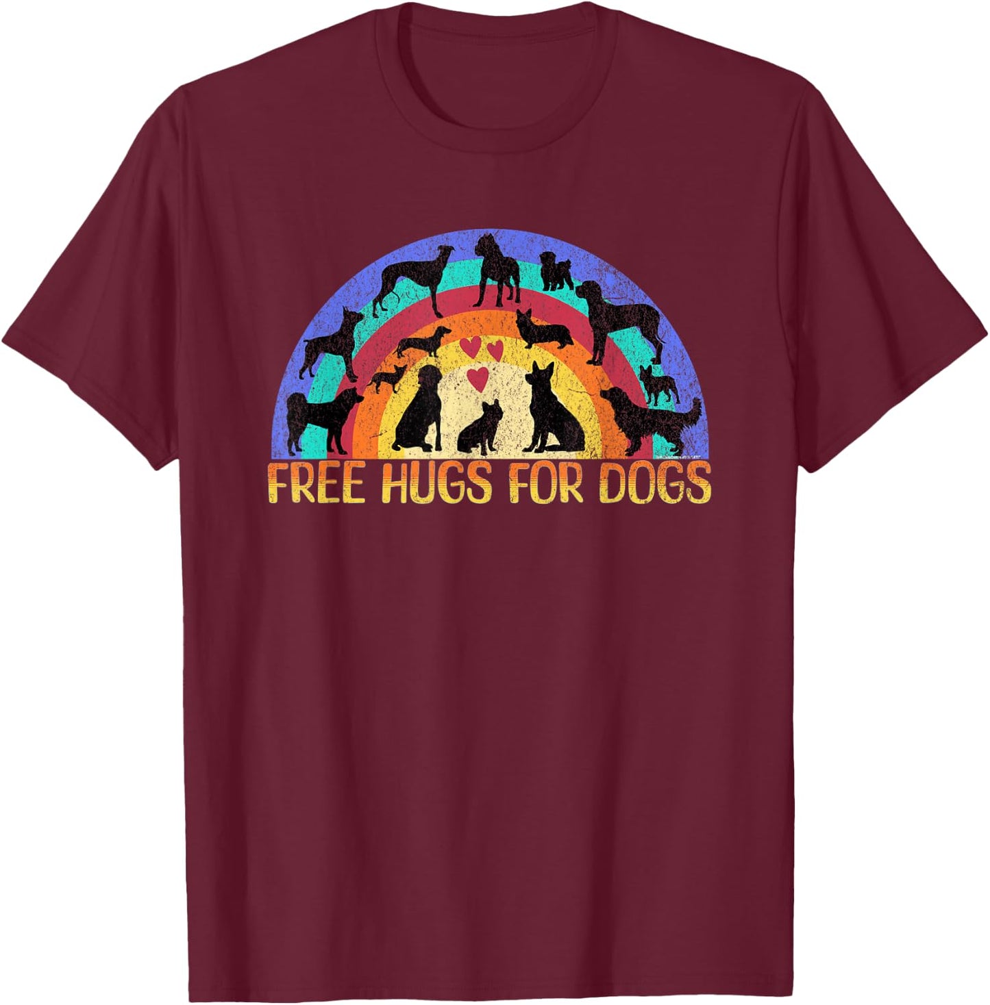 Funny cute unique Free Hugs for Dogs design for dog lovers T-Shirt - T-Shirt | Maroon