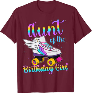 Aunt of the Birthday girl Rolling skate Family Party T-Shirt - T-Shirt | Maroon