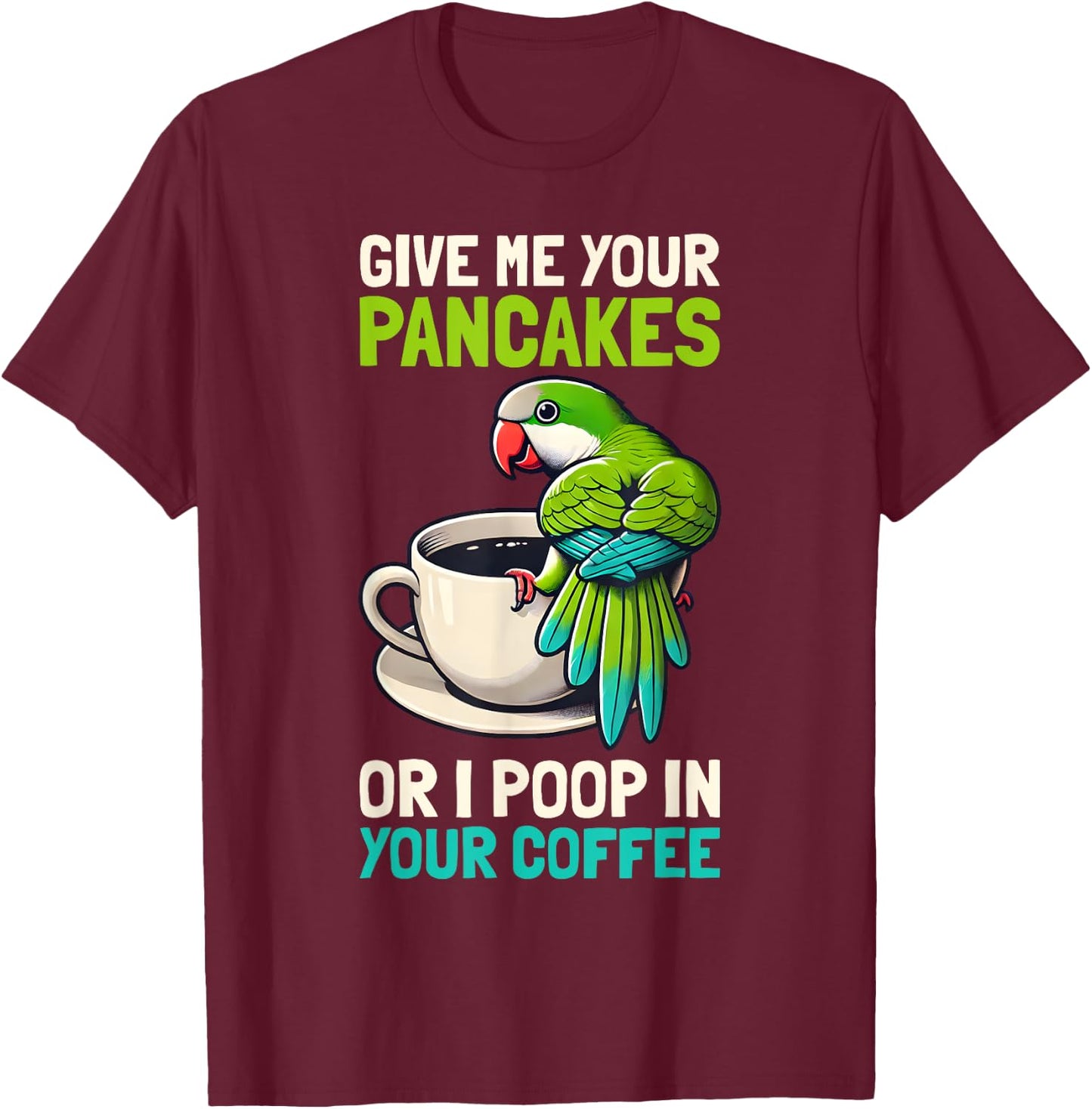 Monk Parrots Funny Bird Lover Design Men Women Quaker Parrot T-Shirt - T-Shirt | Maroon