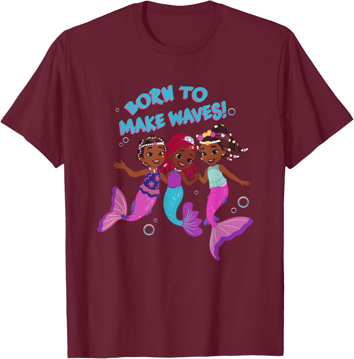 Disney Junior's Ariel Born To Make Waves! Group Shot T-Shirt - T-Shirt | Maroon