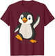Cute Cartoon Fun Penguin T-Shirt - T-Shirt | Maroon
