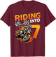 Riding Into 7 Years Old Birthday Dirt Bike Boy 7th Party T-Shirt - T-Shirt | Maroon