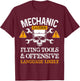 Funny Mechanic Caution Flying Tools And Offensive Language T-Shirt - T-Shirt | Maroon