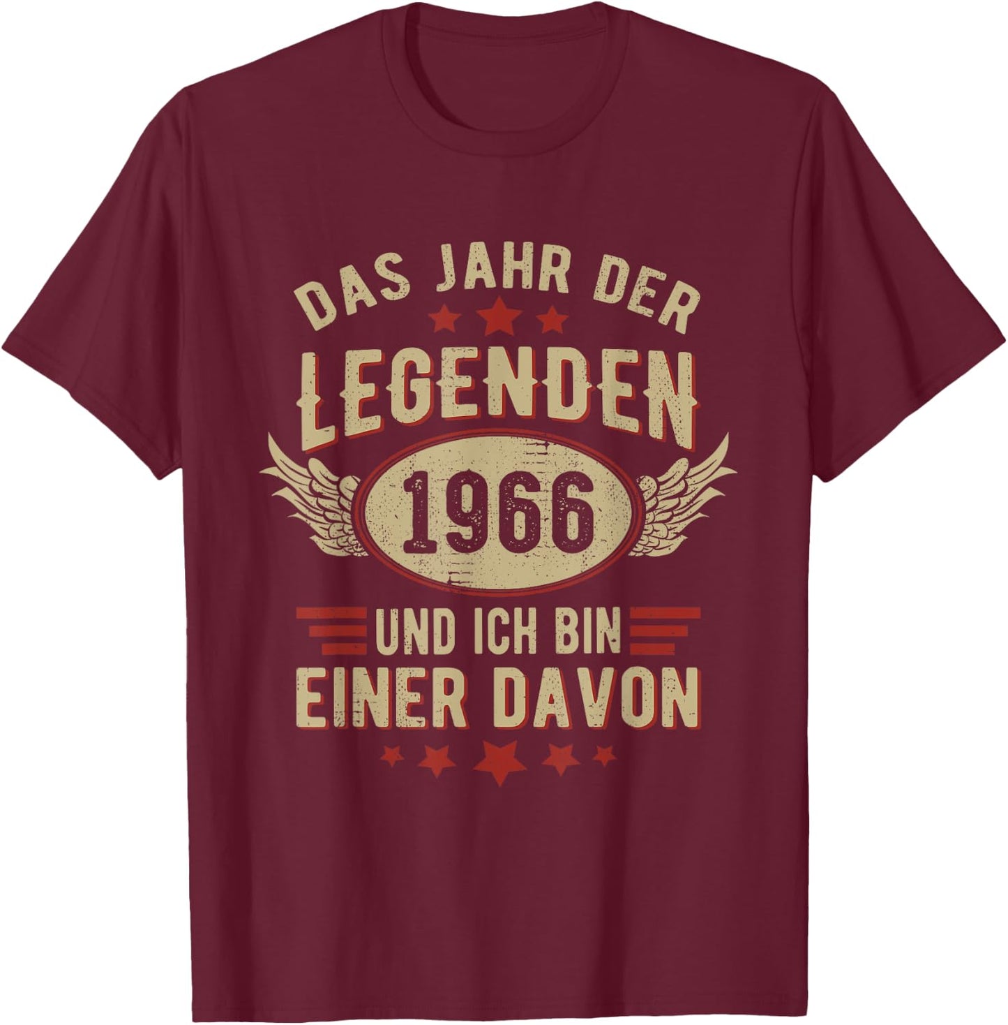 1966 Year of Legends Vintage 1966 Birthday Retro , black T-Shirt - T-Shirt | Maroon