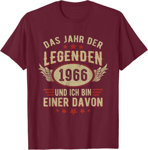 1966 Year of Legends Vintage 1966 Birthday Retro , black T-Shirt - T-Shirt | Maroon