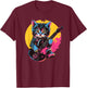 Cute Kitten Playing Guitar Rock Style , Black, S T-Shirt - T-Shirt | Maroon