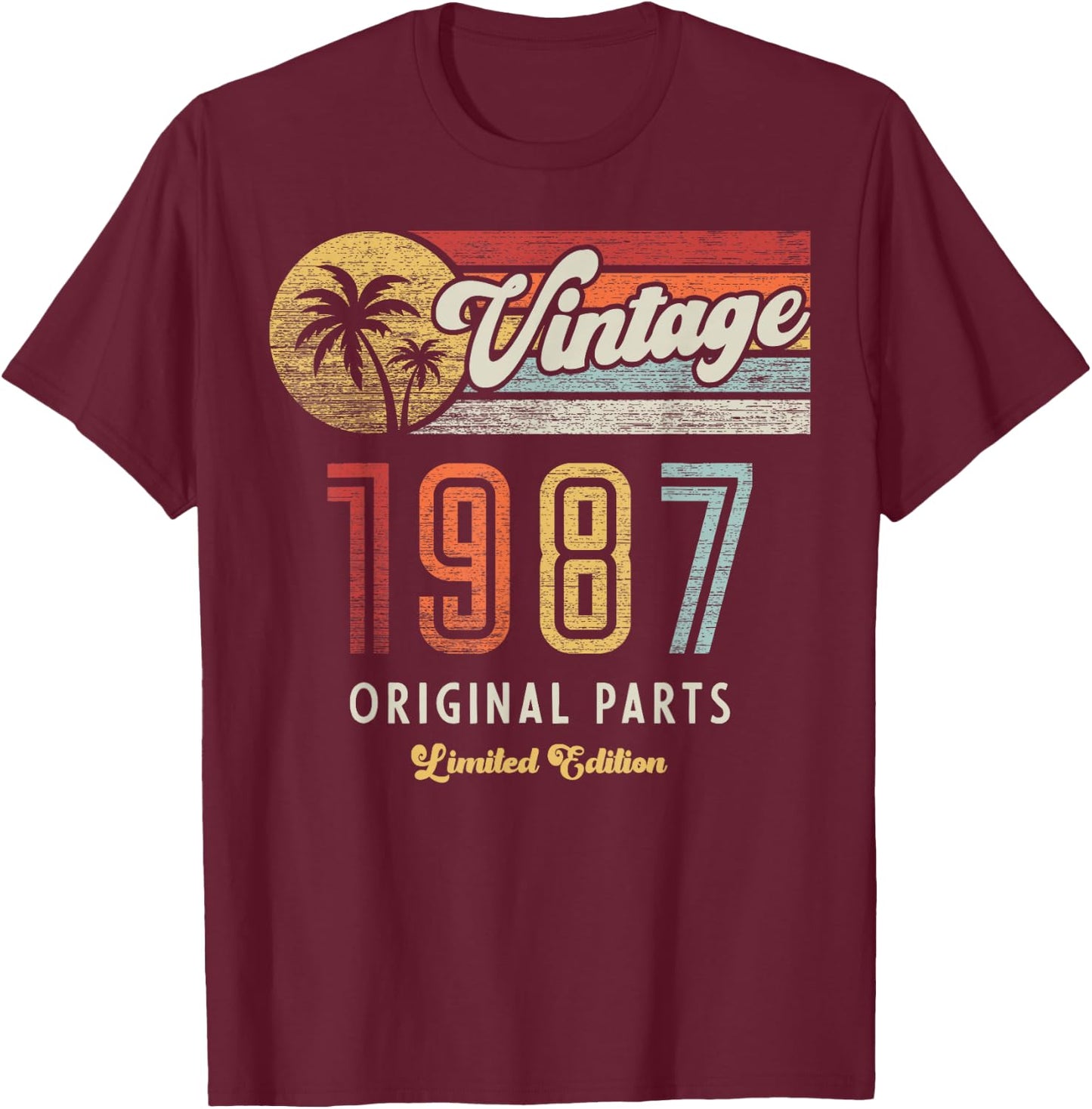 Vintage 1987 Pièces Originales Palmes 39e Anniversaire T-Shirt - T-Shirt | Maroon