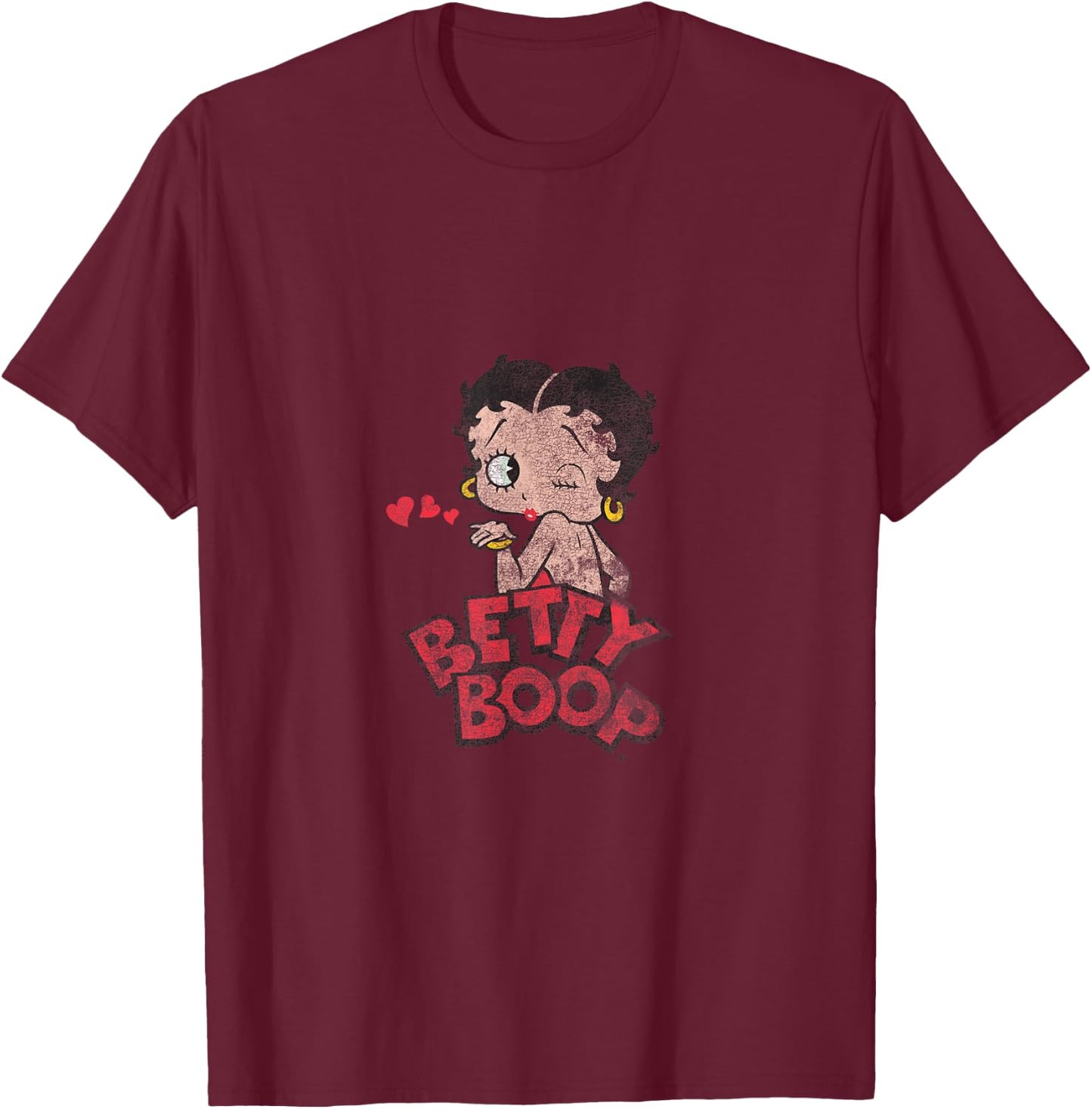 Betty Boop PAPL1971 Graphic Faded T-Shirt - T-Shirt | Maroon