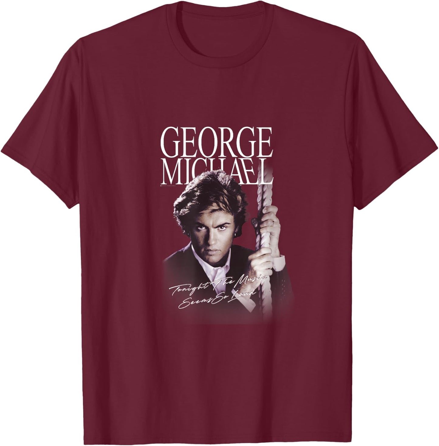 Retro Icon George Michael , Black, S T-Shirt - T-Shirt | Maroon