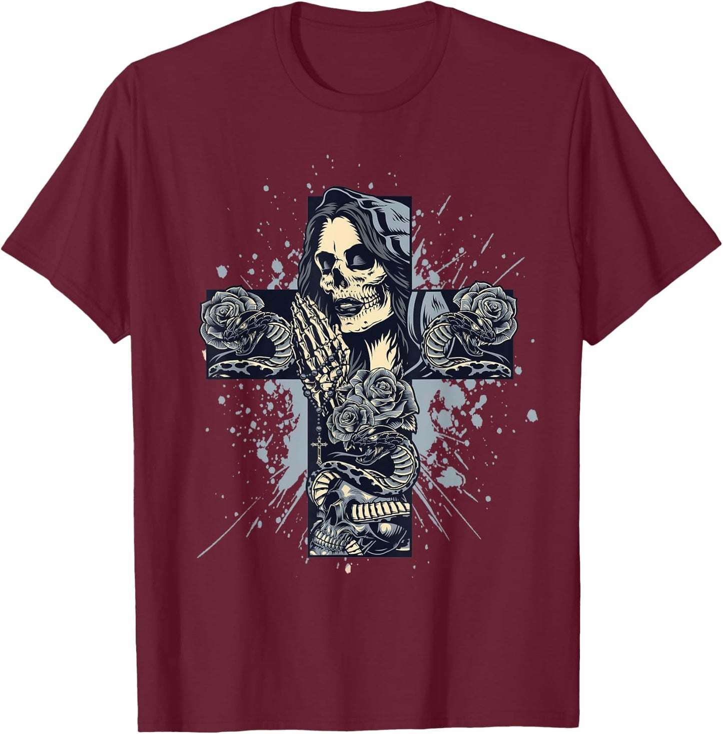 Men Santa Muerte T-Shirt - T-Shirt | Maroon
