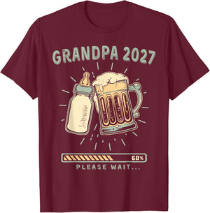 Soon Grandpa 2027 Please Wait Baby Reveal Loading T-Shirt - T-Shirt | Maroon
