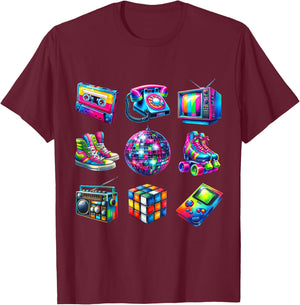 I Love 80s Retro Vintage 80s Style Graphic Women Girl Kids T-Shirt - T-Shirt | Maroon