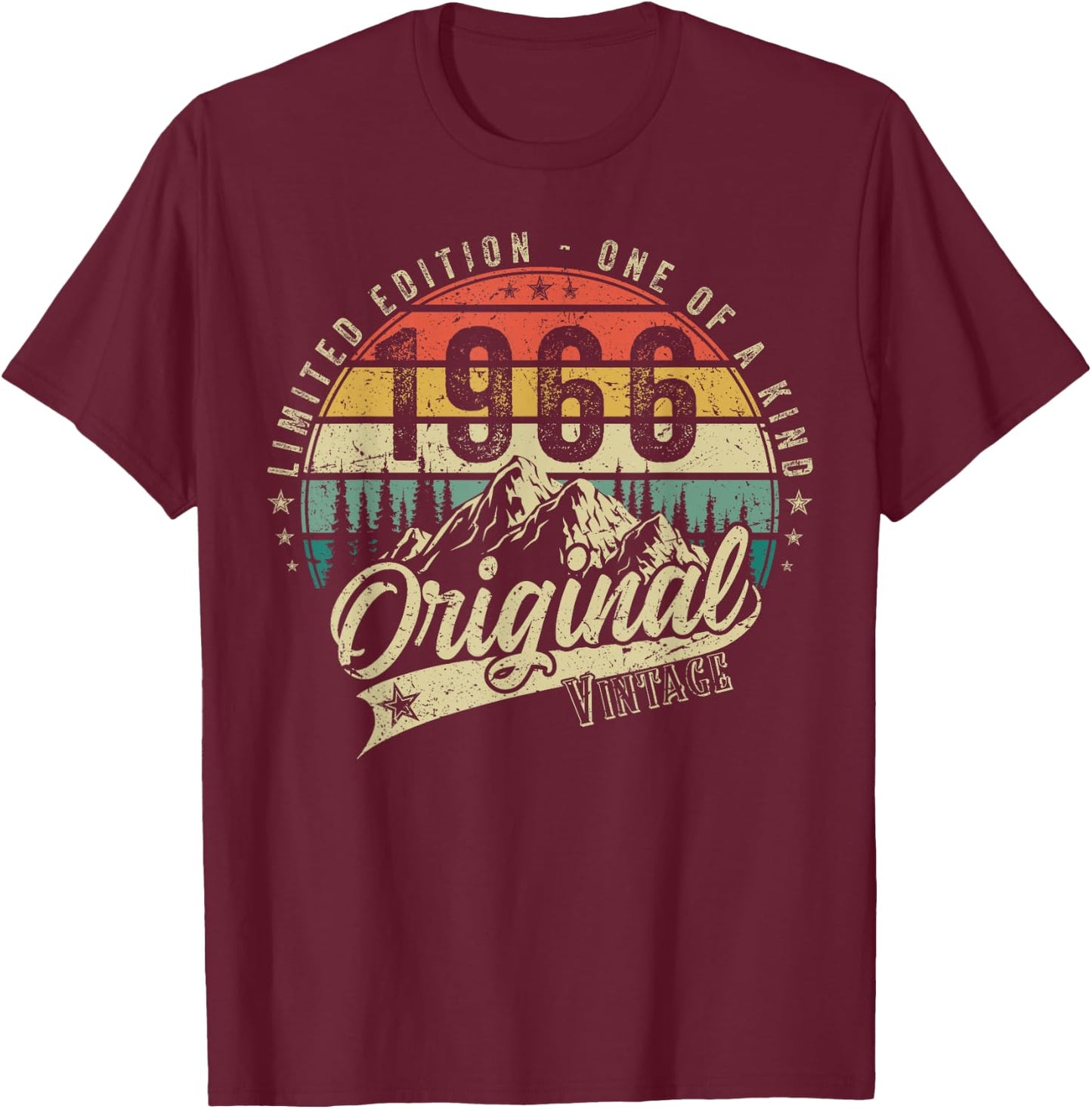 1966 Vintage Jahrgang Geburtstag Retro Herren Damen Geschenk T-Shirt - T-Shirt | Maroon