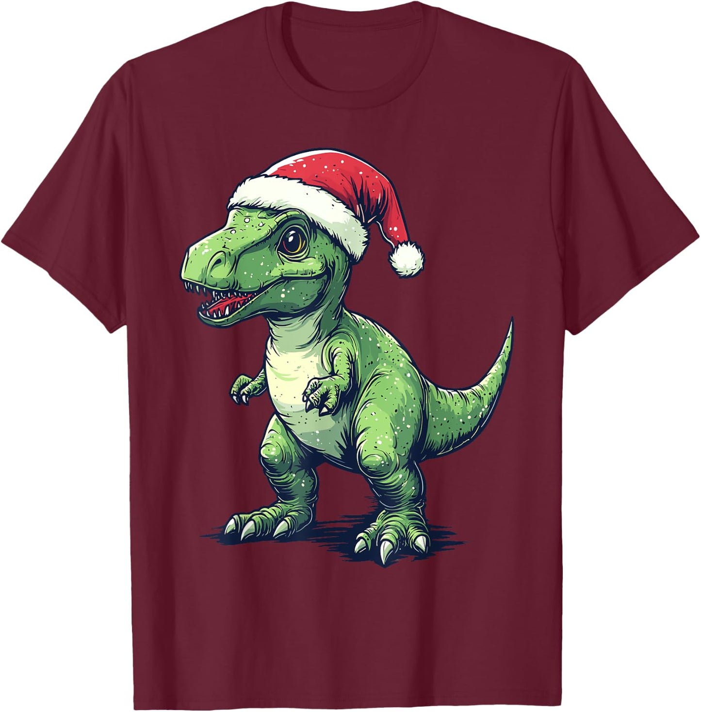 Dinosaur Santa Hat Funny Dinosaur Lovers Christmas Pajama T-Shirt - T-Shirt | Maroon
