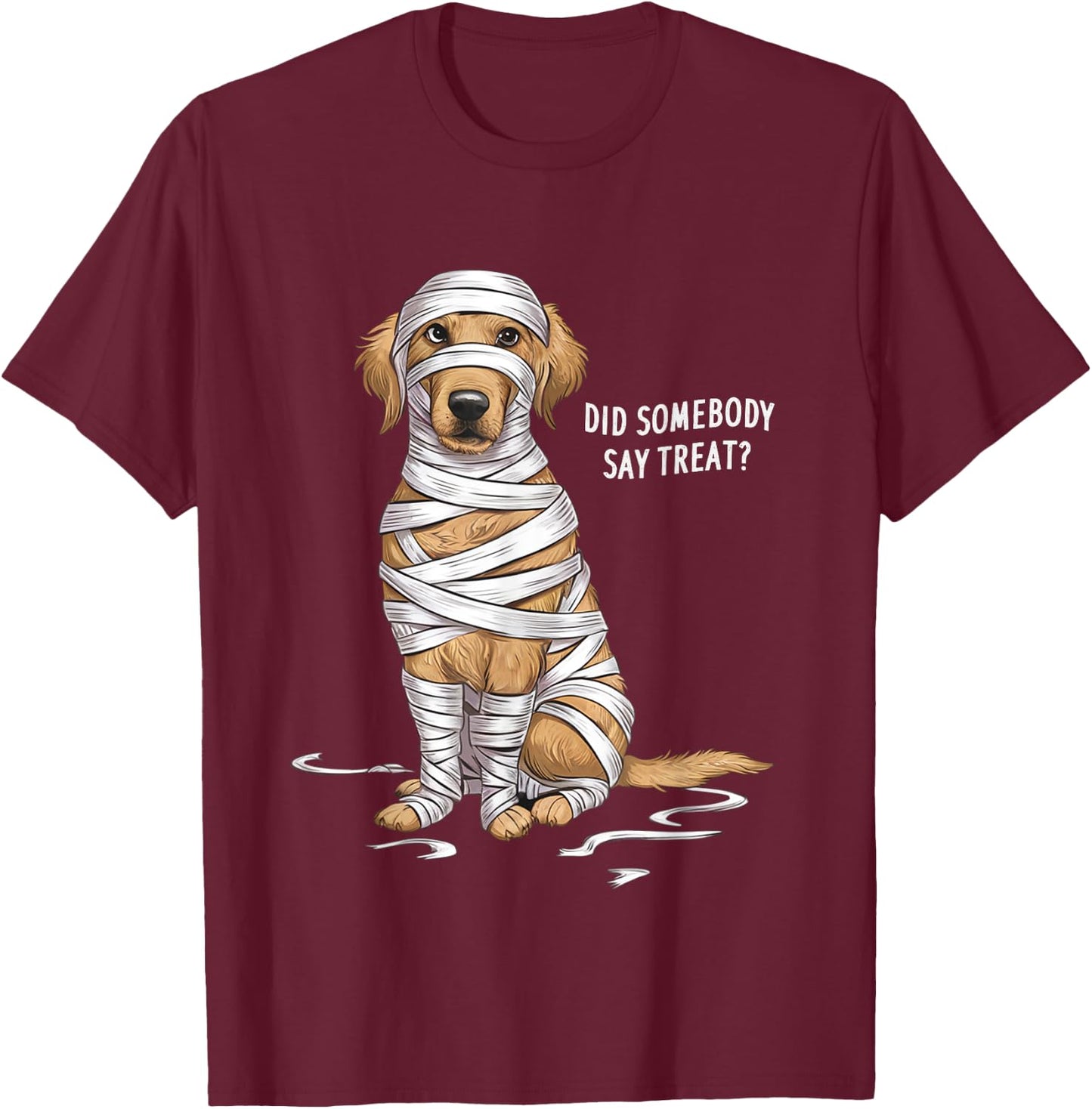 Golden Retriever Mummy Halloween Dog Men Women Kids T-Shirt - T-Shirt | Maroon