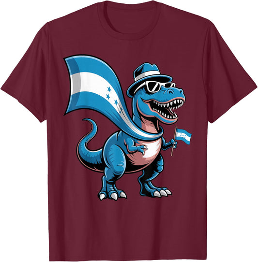 Trex Dinosaur Honduras Flag Pride Heritage Honduras T-Shirt - T-Shirt | Maroon