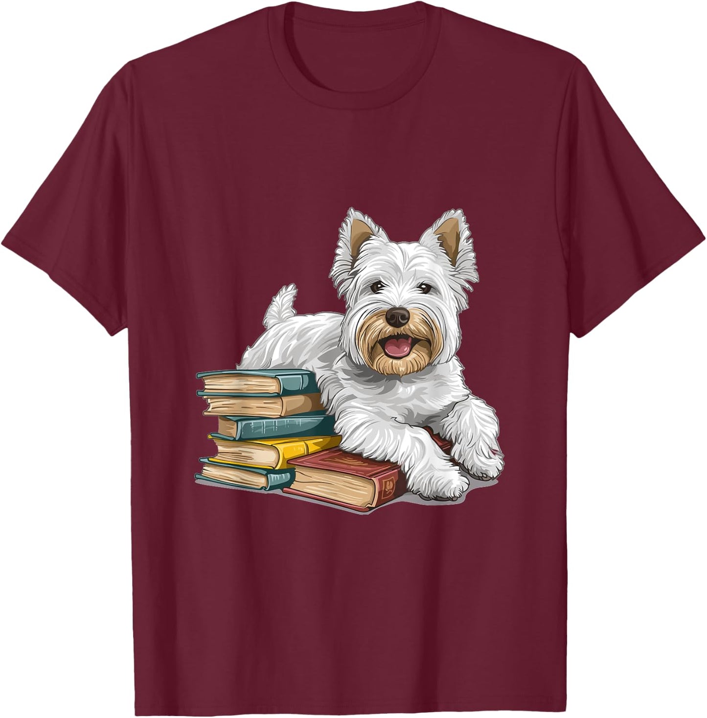 West Highland White Terrier Books Dog Breed Westie Women Kids T-Shirt - T-Shirt | Maroon