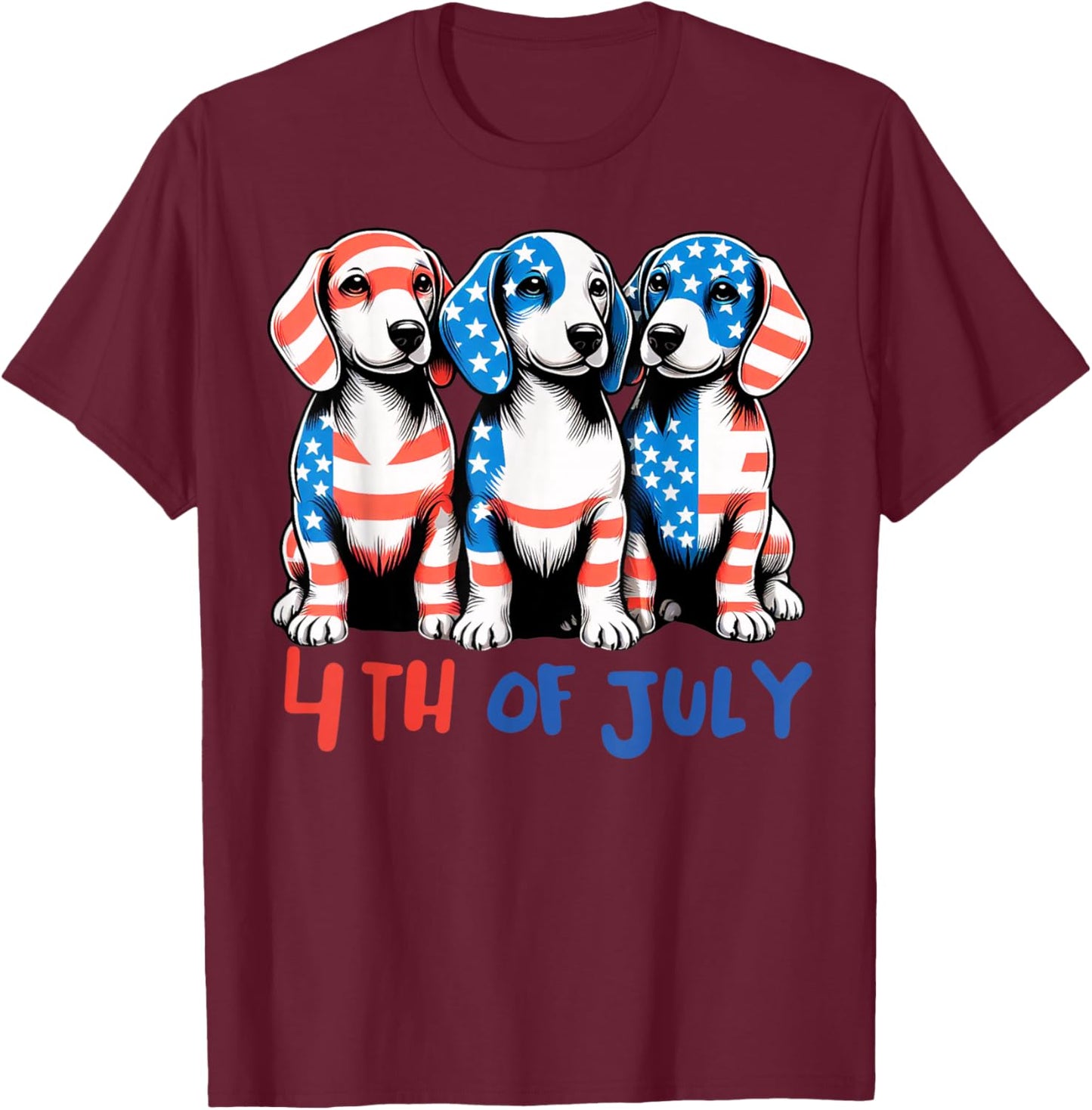 American Flag Beagle Dog Lover patriotic 4th of July Dog T-Shirt - T-Shirt | Maroon