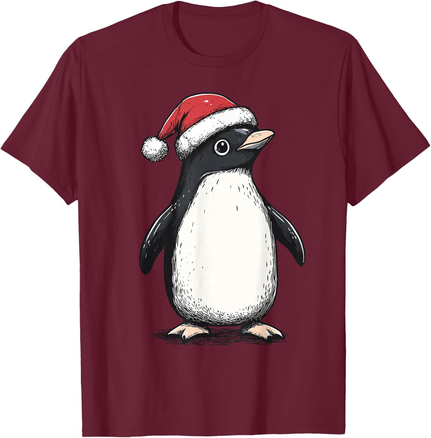 Penguin Santa Hat Penguin Lovers Christmas Men Women Kids T-Shirt - T-Shirt | Maroon