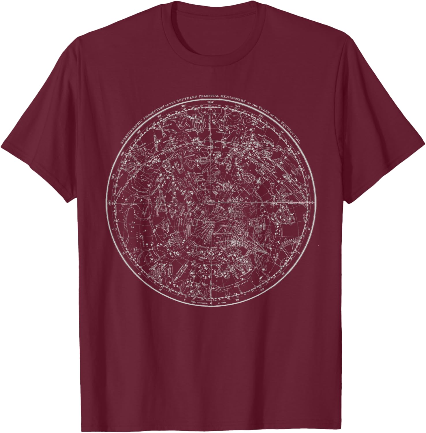 Astronomy - stars - constellations - Vintage Map T-Shirt - T-Shirt | Maroon