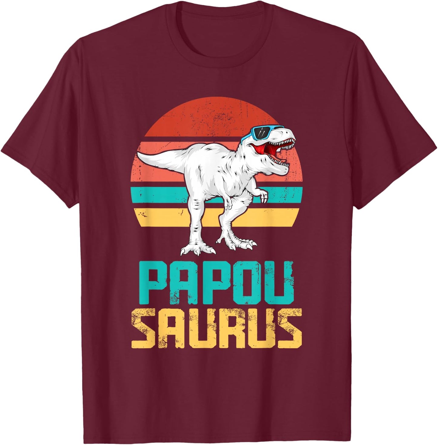 Papou Saurus Grandad T-Shirt - T-Shirt | Maroon