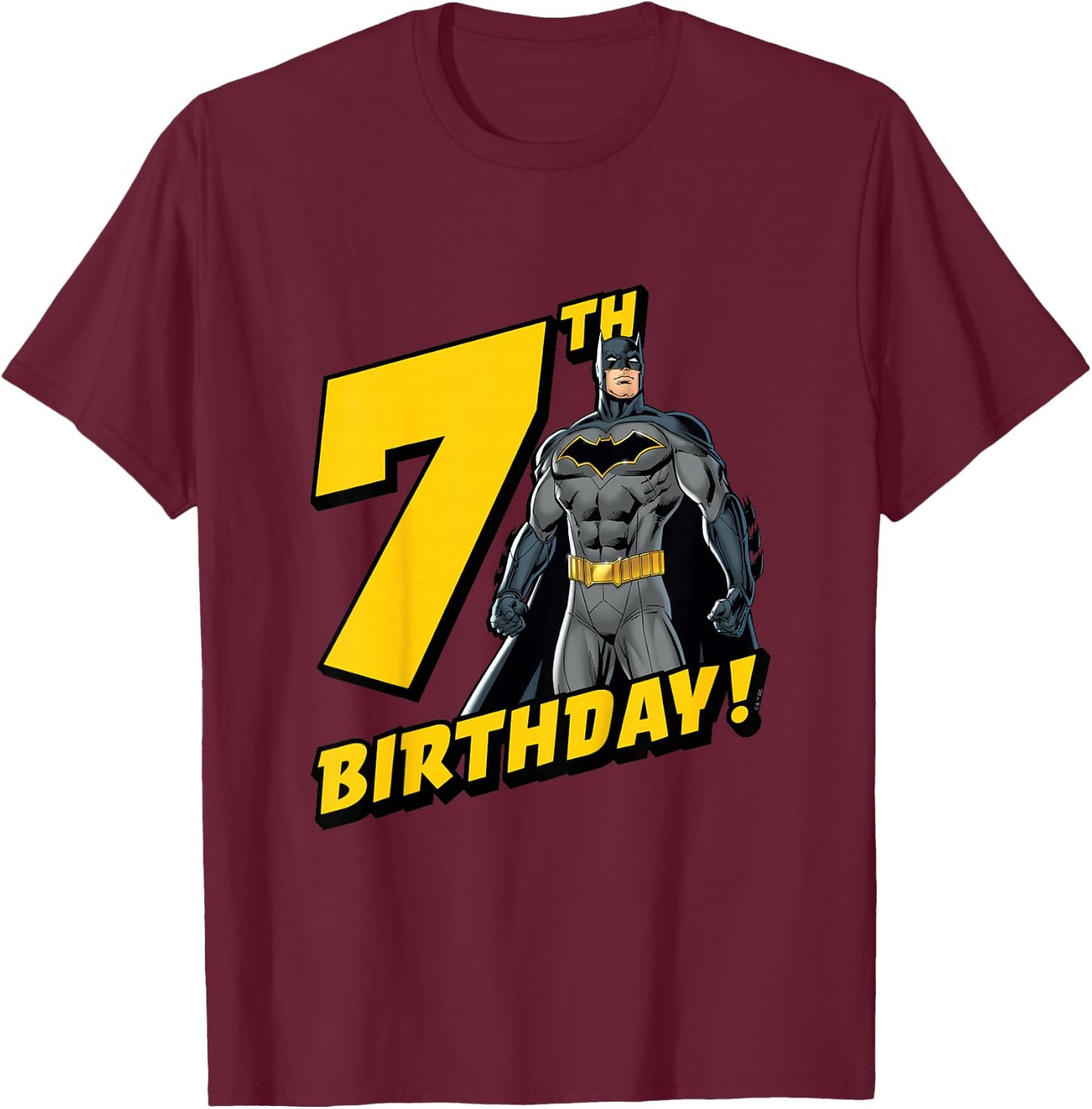 Kids Batman 7th Birthday T-Shirt - T-Shirt | Maroon