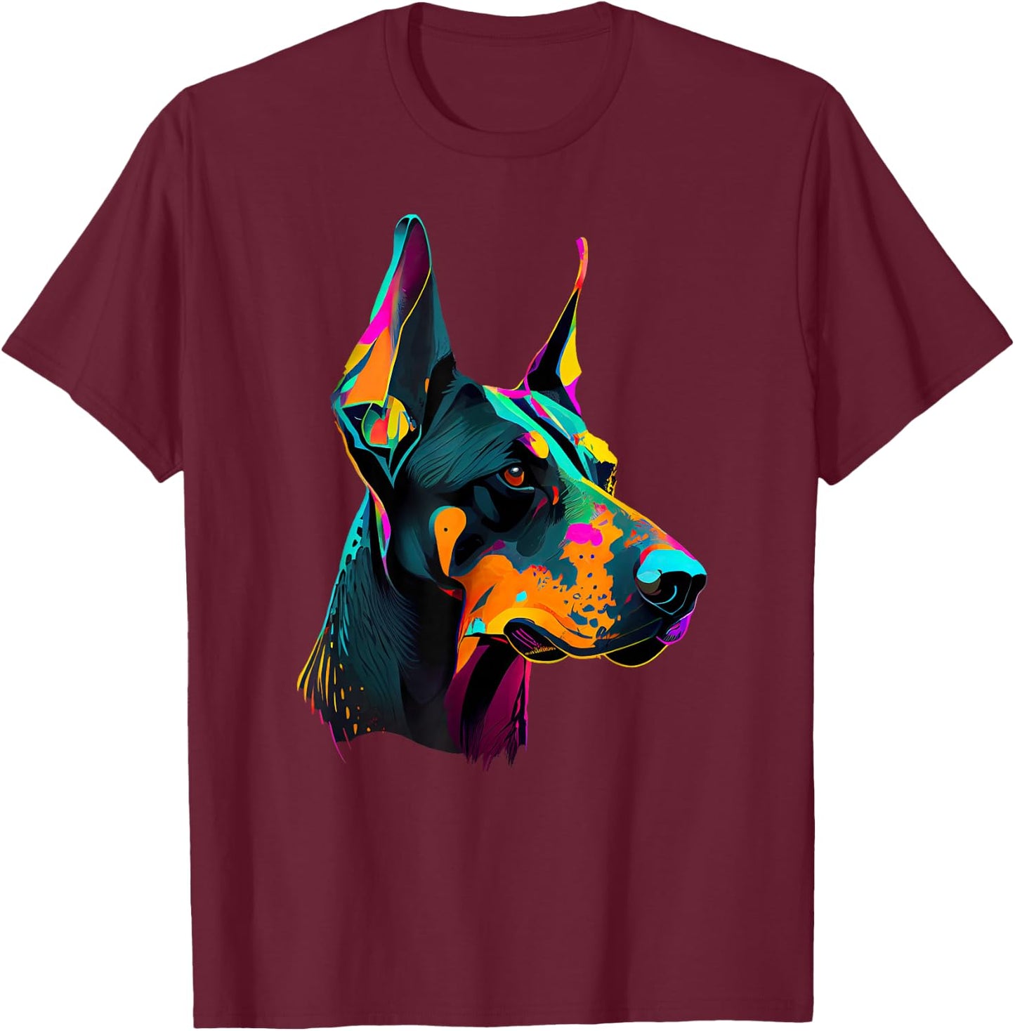 Doberman Lovers Pop Art Dobie Design Cute Doberman T-Shirt - T-Shirt | Maroon