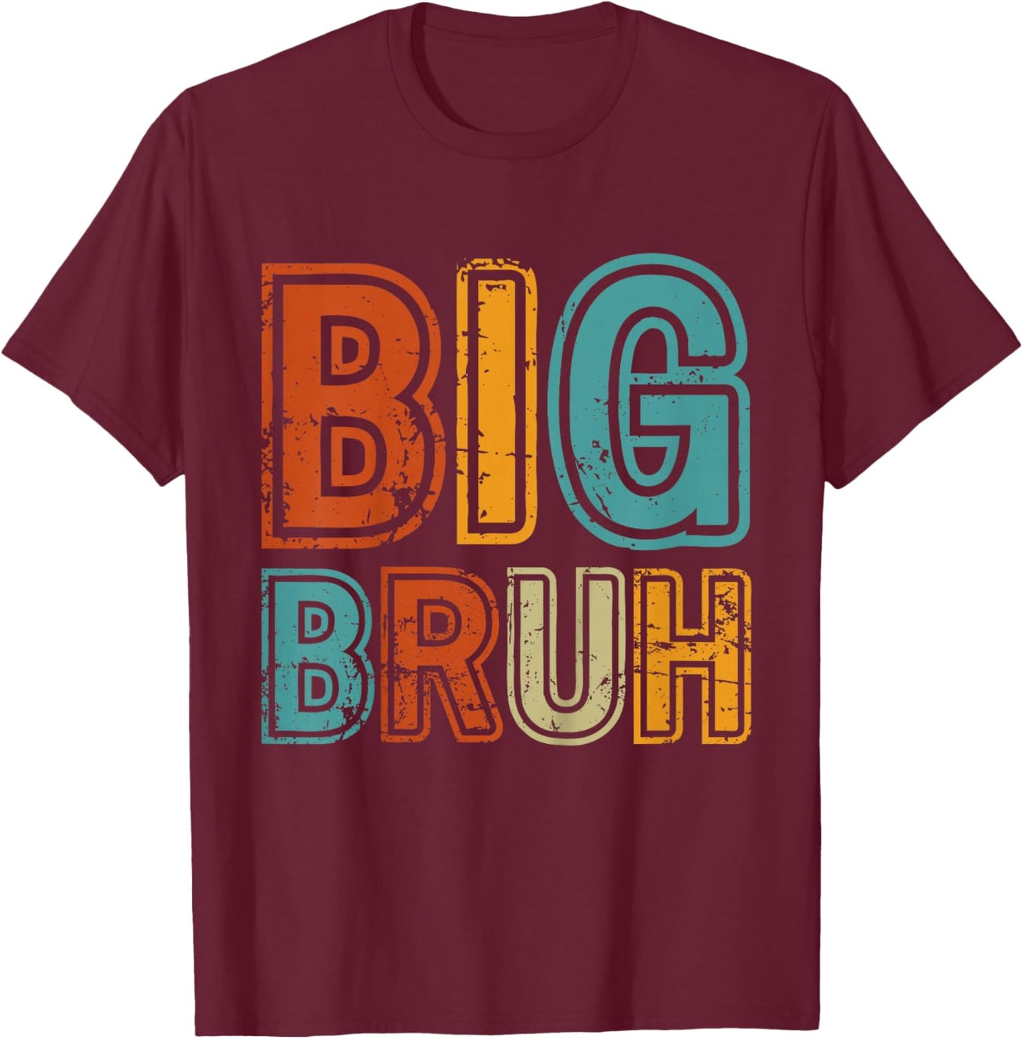 Big Bruh Little Bruh Matching Older Brother Little Bro Retro T-Shirt - T-Shirt | Maroon