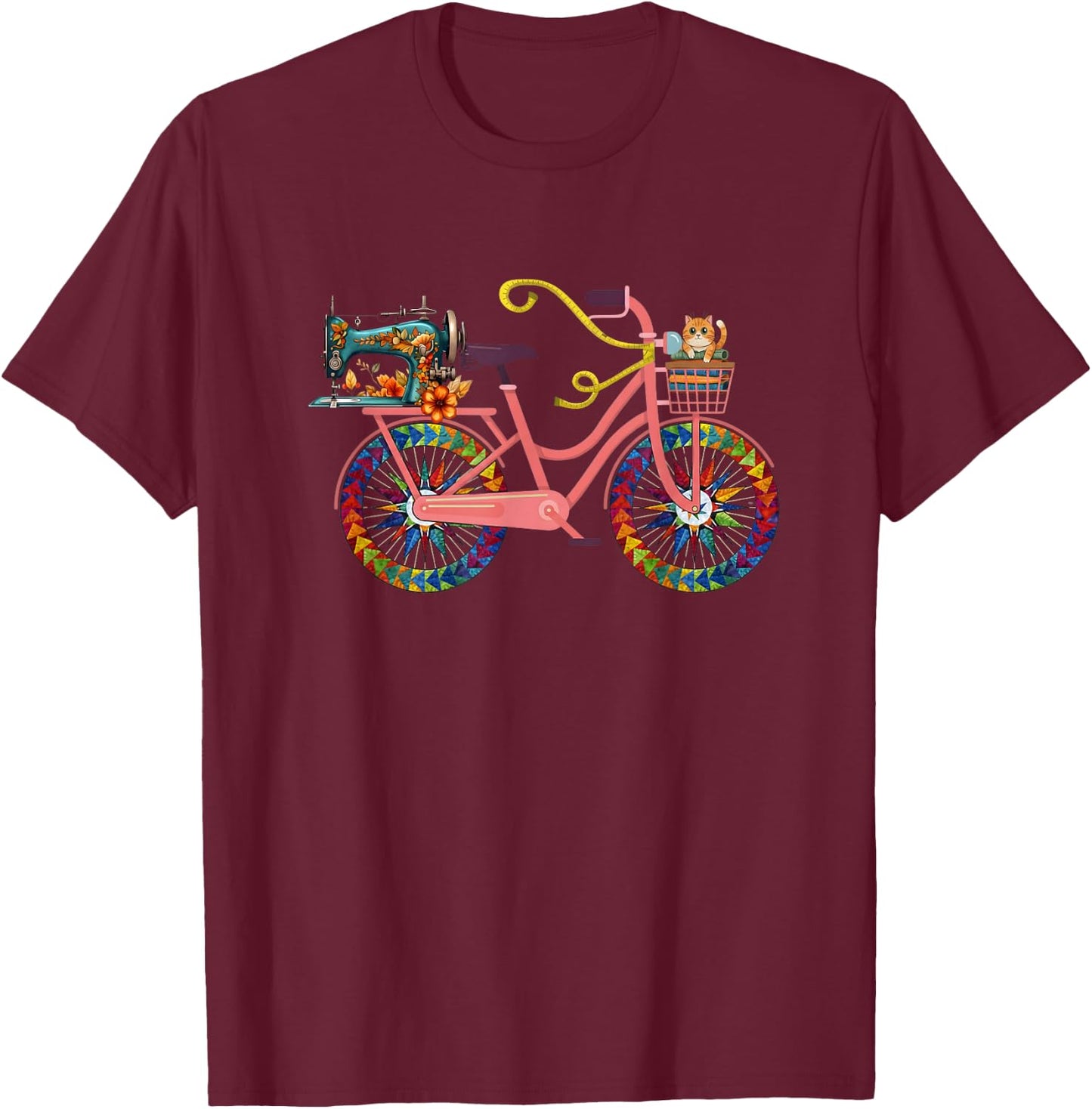 Cute Quilting and Sewing Cat Lover Gifts T-Shirt - T-Shirt | Maroon