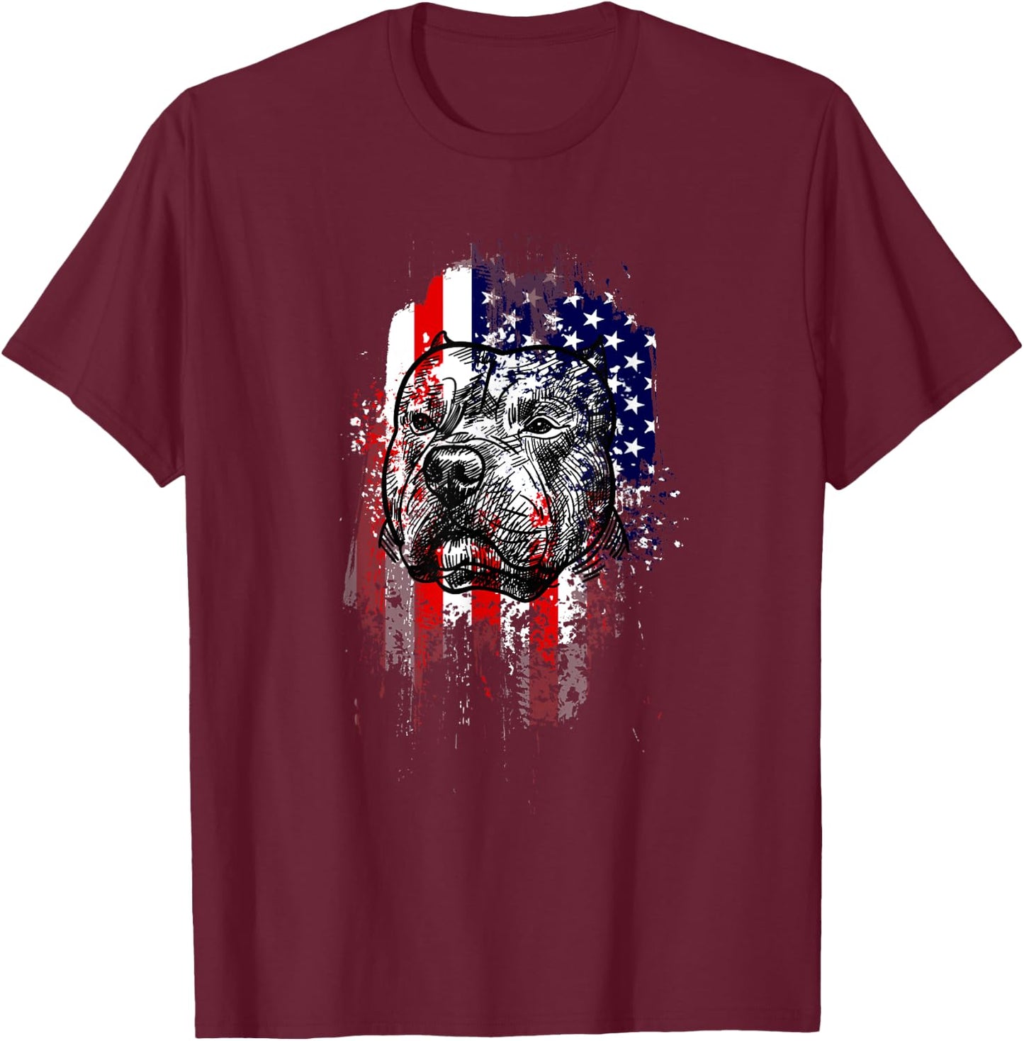 Pitbull Patriotic Men T-Shirt - T-Shirt | Maroon