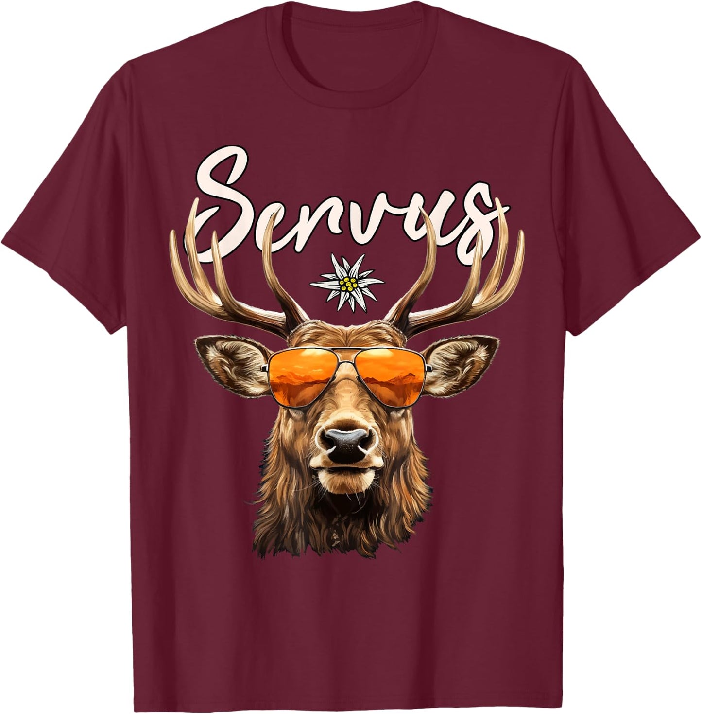Costume Shirt Men's Deer Lederhosen Costume , black T-Shirt - T-Shirt | Maroon