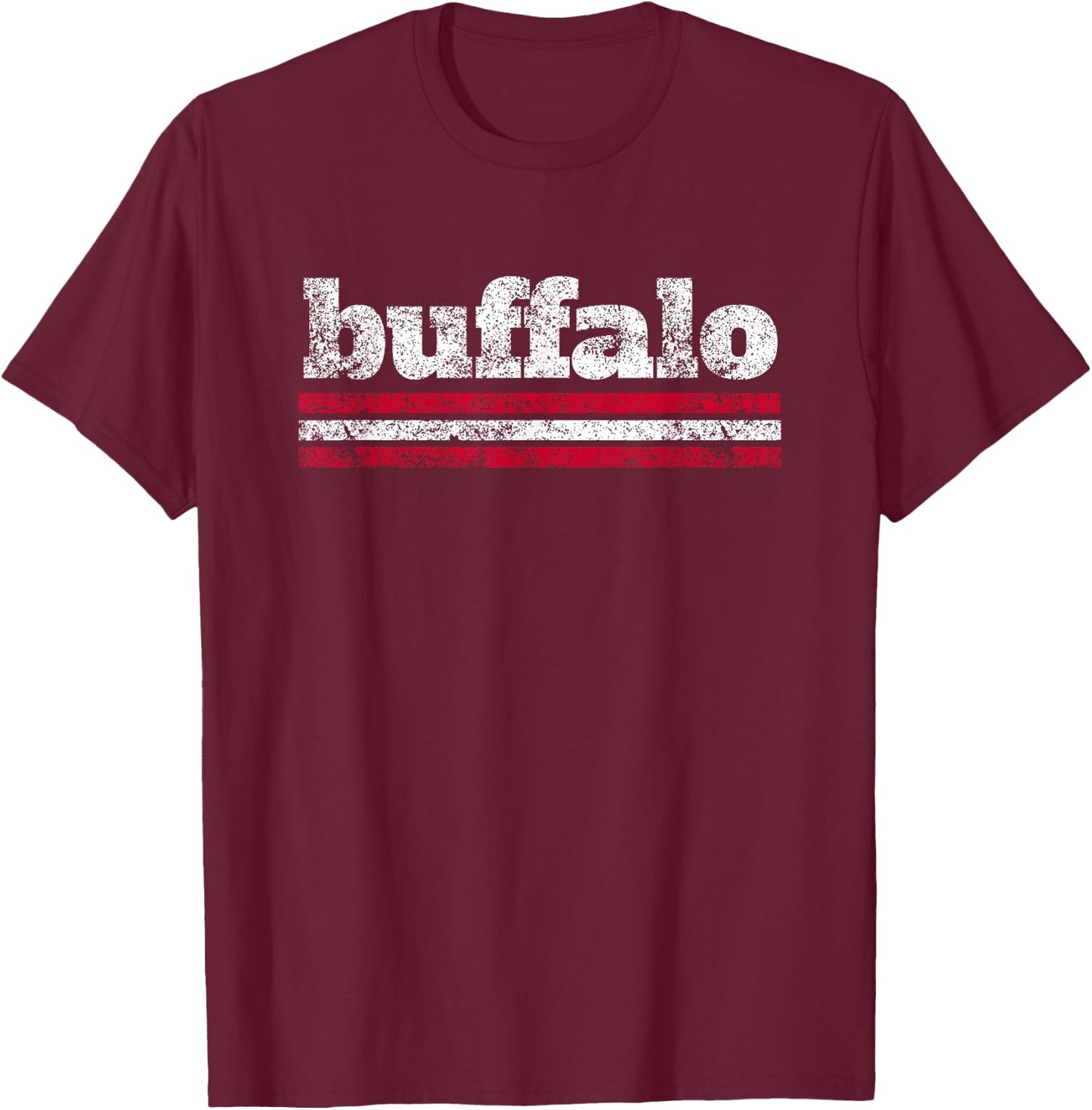 Buffalo New York Vintage Weathered Throwback T-Shirt - T-Shirt | Maroon