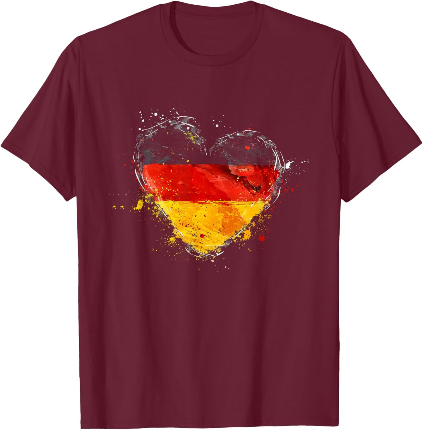 Deutschland Deutsche Flagge Herz T-Shirt - T-Shirt | Maroon
