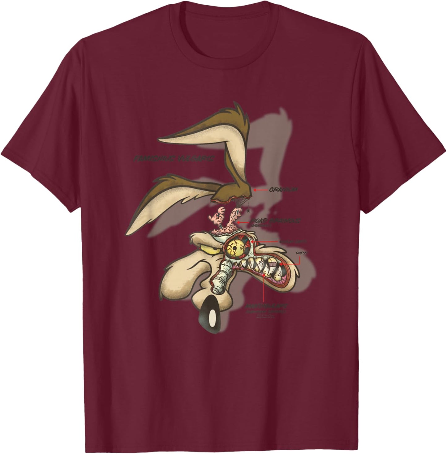 Looney Tunes Wile E. Coyote X-Ray T-Shirt - T-Shirt | Maroon