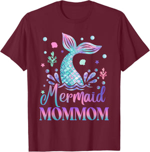 Birthday Mermaid Mommom Matching Family Bday Party T-Shirt - T-Shirt | Maroon