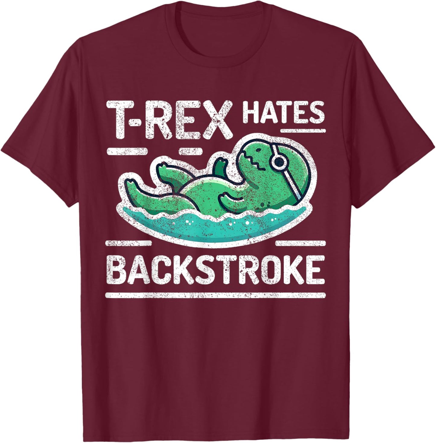Funny Swimmer T-Rex Swim Dinosaur Swimming T-Shirt - T-Shirt | Maroon