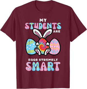 My Students Are Eggstremely Smart Funny Easter Teacher Women T-Shirt - T-Shirt | Maroon