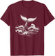 Whale Tail in Wave Graphic Design T-Shirt - T-Shirt | Maroon