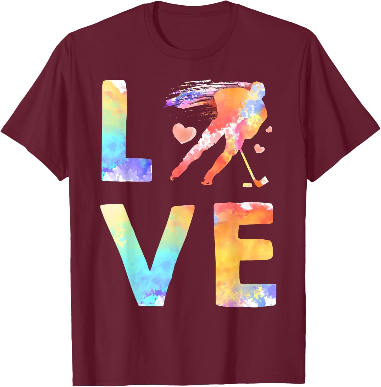 Funny Hockey Design For Kids Men Women Ice Hockey Players T-Shirt - T-Shirt | Maroon