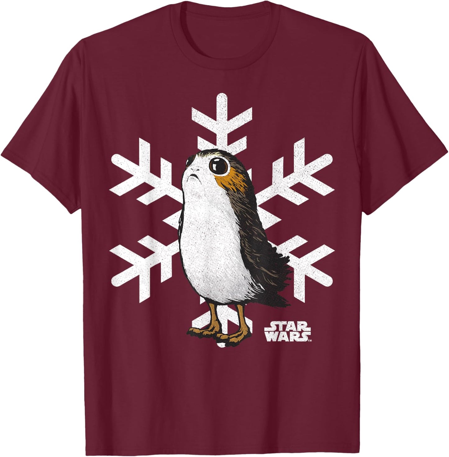 Star Wars Porg Snowflake Christmas Holiday Graphic T-Shirt - T-Shirt | Maroon