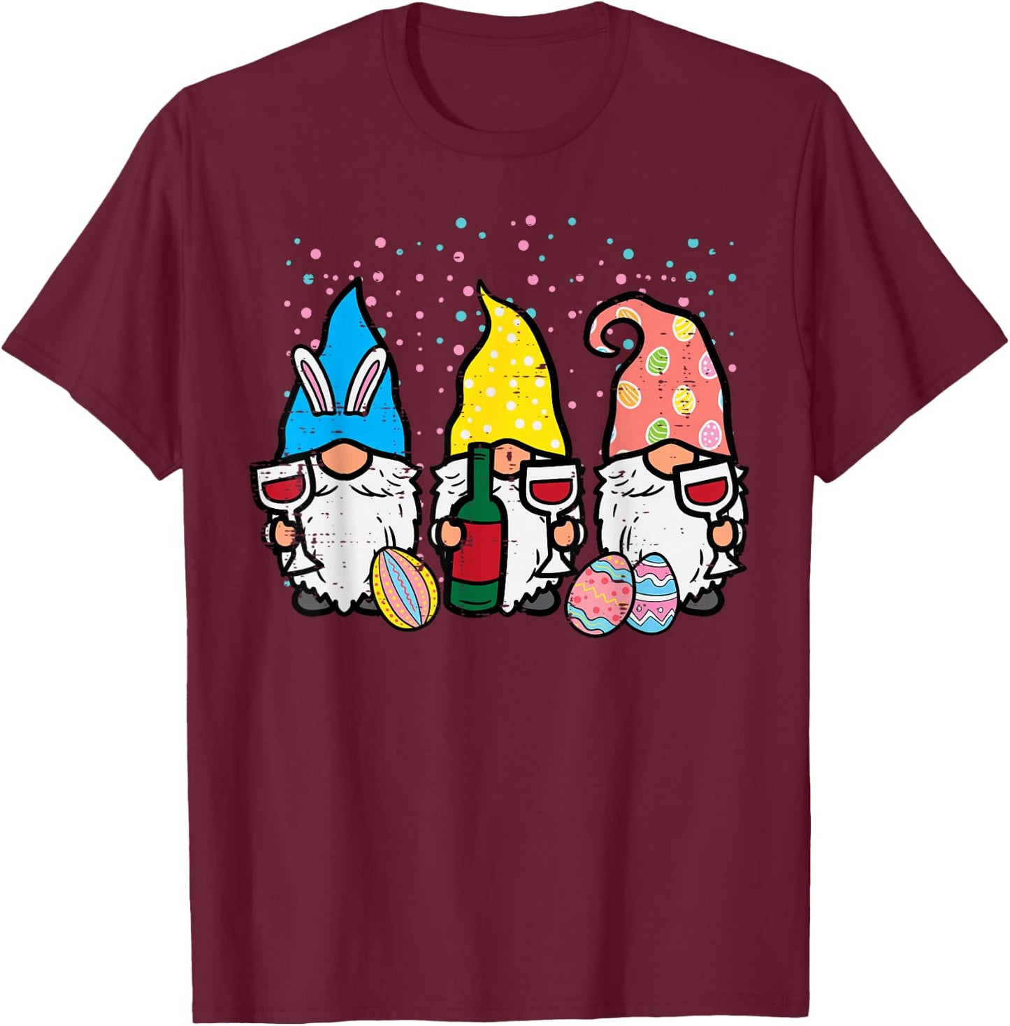 Easter Bunny Gnomes Funny Spring Gnomies Matching Mom Women T-Shirt - T-Shirt | Maroon